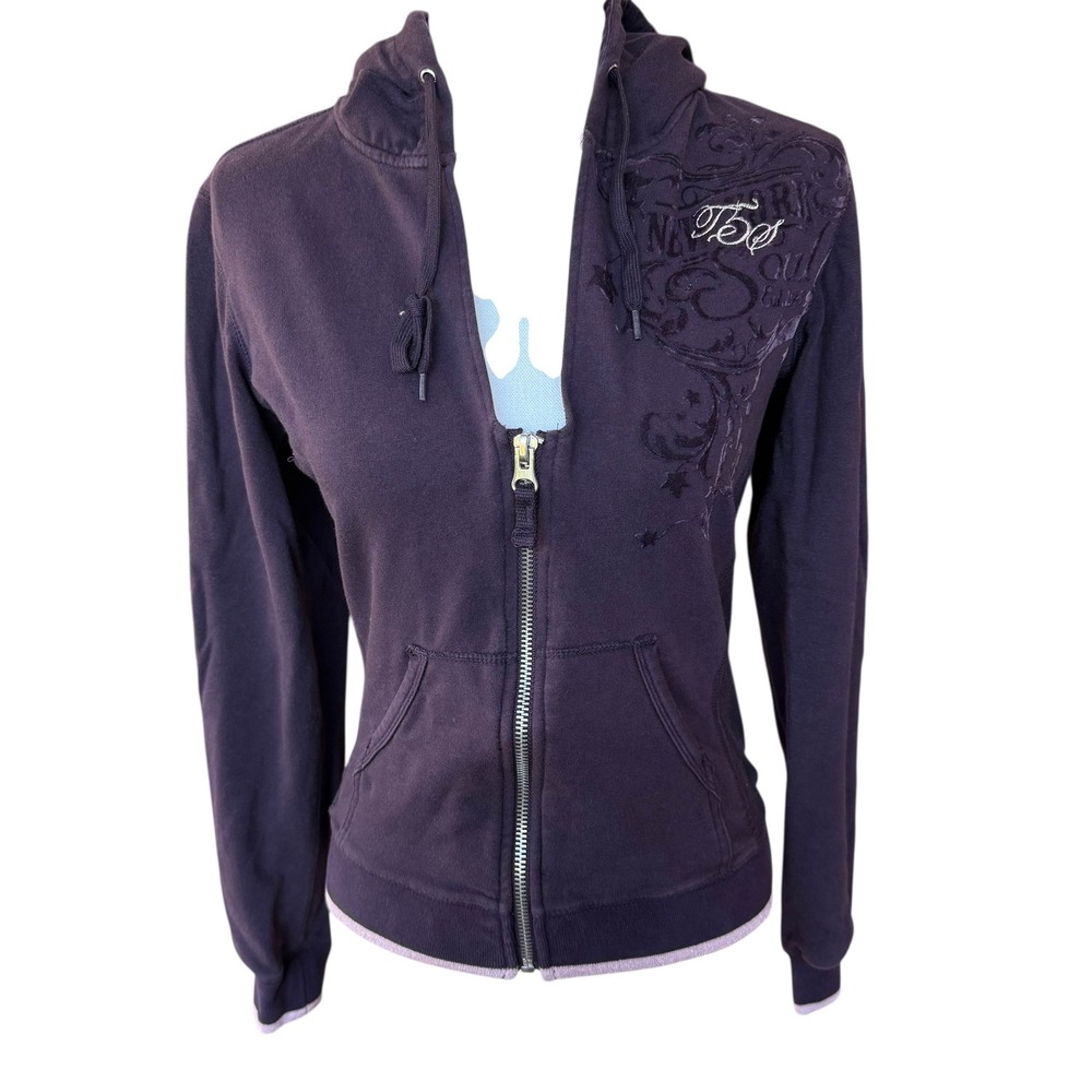 Triple Five Soul Essentials Womens Purple Full Zip Graphic Hoodie Large